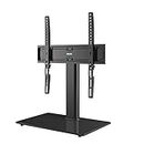 BONTEC Universal Table Top Pedestal TV Stand with Bracket for 26”-55” LCD/LED/Plasma TVs-Height Adjustable stand with 8mm Tempered Glass Base & Cable Management-Holds 40 KG & Max.VESA 400x400mm