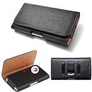 for Nokia Lumia 1520 Phablet-Size Smartphone Black Sideways Leather Sleeve Flap Case Belt Clip Holster Pouch Carrying Case, AIScell Cleaning Cloth