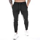 Men's Baggy Cargo Pants Loose Fit Premium Cotton Long Trousers with Patches Workout Sports Outdoor Athletic Joggers Black