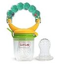 LuvLap Silicone Food/Fruit Nibbler with Extra Mesh, Soft Pacifier/Feeder, Teether for Infant Baby, Infant, Pearly Green, BPA Free