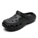 SECHRITE Boys Girls Classic Garden Clogs Shoes for Kids Waterproof Water Shoes Indoor Outdoor Slippers - Toddler/Little Kid/Big Kid, Black, 1.5-2 US Big Kid