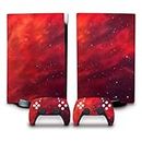 Red Starry Sky PS-5 Disc Edition Skin Set Protector Wrap Cover Protective Faceplate Full Set Compatible with PS-5 Console and Controller Skins