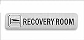 Carving Trends Signboard Stainless Steel (Natural Silver) | Self Stick "Recovery Room" Sign-Board | Black Engraved | (12"X 2.5")