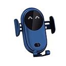 2022 Smart Car Wireless Auto-sensing Charger Mount Cell Phone Charge Holder Fashion Automatic Clamping 10w Fast Charging, Smart Infrared Sensor Mobile Phone Charging Base for Car Air Vent (Blue)