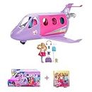 Barbie - Pack 2 Juguetes - Avión con piloto (HCD49) + Muñeca Chelsea ¡Vamos de Viaje! (FWV20). Avión de Juguete con muñeca y Accesorios. Muñeca Rubia con Perrito y Accesorios de Viaje. +3 años