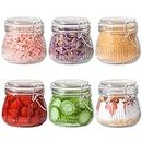 ComSaf Airtight Glass jar with lid 17oz Set of 6, Glass Storage Containers with Lids, Glass Canister, Small Striped Clip Fastening Jar for Kitchen Canning, Overnight Oats, Pickle, Sugar, Spice