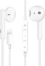 Muvit® Aple Wired EarPods with Lighting Connector for Calling and Music Compatible with i-Phone 6/7/8/X/11/12-6 Plus/7 Plus/8 Plus/XR/XR Max/11 Pro/11 Pro Max/12 Pro/12 Pro Max (White, in Ear)
