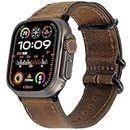 Carterjett Compatible for Apple Watch Band Leather 40mm 38mm Vintage Brown Replacement iWatch Bands Genuine Leather Retro Wrist Strap Military-Style Hardware Series 6 5 4 3 2 1 (38 40 S/M Brown)
