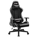 Furmax Video Gaming Chair Ergonomic PC Computer Office Chair Racing Leather Adjustable Swivel Chair with Headrest and Lumbar Support for Adults (Black)