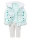 Little Me Baby Girls Aqua Heart 3-Piece Vest Jacket Tee Legging Set
