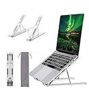 Dyazo 6 Angles Adjustable Aluminum Ergonomic Foldable Portable Tabletop Laptop/Desktop Riser Stand Holder Compatible for MacBook, HP, Dell, Lenovo & All Other Notebook (Silver)