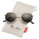 Pro Acme Small Round Metal Polarized Sunglasses for Women Retro Designer Style, C1 | Gold Frame | Black Lens, lenswidth