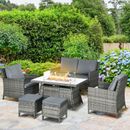 6 Piece Outdoor Patio Furniture Set with Fire Pit Table