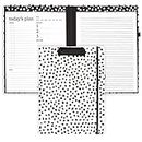 Steel Mill & Co Cute Clipboard Folio with Refillable Lined Notepad and Dailly Planner Notepad, Double Notepad Clipboard Folder, 12.25" x 9.25" Padfolio for Work or School, Black Dots