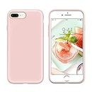 iPhone 7 Plus Cases, iPhone 8 Plus Phone Case,DUEDUE Liquid Silicone Soft Gel Rubber Slim Fit Cover with Microfiber Cloth Lining Cushion Shockproof Full Body Protective Anti Scratch Case for iPhone 8 Plus/ iPhone 7 Plus for Women Girls, Pink Sand