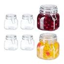 Relaxdays Preserving Jars, Set of 6, 750 ml, with Wire Clip Top, Preserving & Storage, Storage Jars, Transparent, 13 x 14 x 10 cm