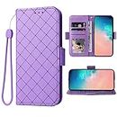 Compatible with Samsung Galaxy S10 Plus Wallet Case and Wrist Strap Lanyard and Leather Flip Card Holder Cell Phone Cover for Glaxay S10+ Galaxies S10plus 10S Edge S 10 10plus Cases Women Men Purple