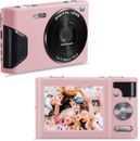 Cámara digital con zoom de 48 MP 16X para niños, adolescentes, principiantes mini cámara para estudiantes (rosa)