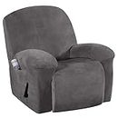 Smarcute Velvet Plush Recliner Cover Recliner Slipcover Stylish Luxury Furniture Cover 1-Piece Furniture Protector Washable for Pets and Kids Spandex (1 Seater, Grey)