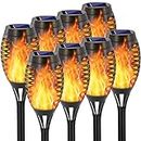 EOYIZW 8 Pack Solar Torch Light with Flickering Flame, 12 LEDs Solar Lights Outdoor, IP65 Waterproof Solar Tiki Torches for Outside Landscape Decoration Outdoor Lights for Garden Yard Patio
