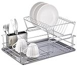Home Basics 2-Tier Steel Dish Rack with Removable Utensil Cup