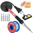 Soldering Iron Kit, 60W Soldering Iron with Interchangeable Iron Tips, 10-in-1 Adjustable Temperature Soldering Welding Iron Kit for any Hobby Enthusiast 110V US Plug