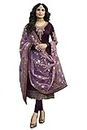 IYALAFAB® Women's Satin Semi Stitched Anarkali Salwar Suit (SALWAR SUIT pakistani suit-SF17134 Purple Free Size)