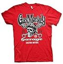 Fast N' Loud Officially Licensed Gas Monkey Garage Custom Motors Skull Mens T-Shirt (Red), Medium