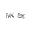 Michael Kors Women's Silver-Tone Brass Stud Earrings (Model: MKJ8025040), Length: 8.95MM, Width: 16.18MM, Brass, Cubic Zirconia
