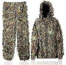 Ghillie Suit 3D Leafy camo suit Outdoor Lightweight Jungle Forest Woodland Hunting Suit Airsoft camouflage clothing Hooded Ghillie Suit for men Kids Women Military Shooting Wildlife Photography (Medium)