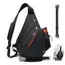 TUDEQU Crossbody Backpack Sling Chest Bag Backpack Casual Daypack with Dry Wet Separation and USB port for Men & Women (BLACK)