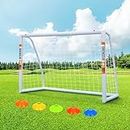 ORIENGEAR Soccer Goal, 12x6FT/8x6FT/6x4FT Full Size Soccer Net Goals for Backyard with 5 Training Cones, Portable Soccer Goal for Kids and Adults with 2 Nets & 1 Carry Bag, Porterias De Futbol Soccer