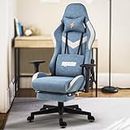 Drogo Ergo Plus Ergonomic Gaming Chair with Footrest, Breathable Fabric, Adjustable Seat & 3D Armrest | Head & Massager Lumbar Support Pillow | Home & Office Chair with Full Recline Back (Blue)