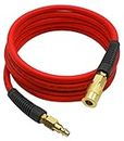 YOTOO Hybrid Lead-in Air Hose 1/4-Inch by 10-Feet 300 PSI Heavy Duty, Lightweight, Kink Resistant, All-Weather Flexibility with Bend Restrictors, 1/4" Industrial Quick Coupler and Plug, Red