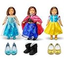 OCT17 Fits Compatible with American Girl 18" Princess Dress 18 Inch Doll Clothes Accessories Costume Outfit 3 Sets