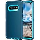 Mieziba for Galaxy S10 Case,Heavy Duty Shockproof Dust/Drop Poof 3 Layers Full Bady Protection Rugged Cover for Galaxy S10 6.1 inch,Turquoise