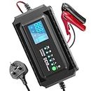 LVYUAN 10A Car Battery Charger, 12V/24V Vehicles Battery Charger, Battery Maintainer, Trickle Charger, Float Charger and Desulfator for AGM, Motorcycle and Lead-Acid Batteries