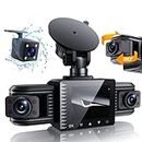 iiwey T1-pro Dash Cam Front and Rear Inside 3 Channel 1080P, Adjustable Lens Dash Camera for Cars with 8 IR Lamps Night Vision, Three Ways Triple Car Camera, Loop Recording, G-Sensor, Parking Monitor
