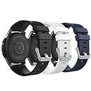 MoKo 3-PACK 22mm Band Compatible with Samsung Galaxy Watch 3 45mm/Galaxy Watch 46mm/Galaxy Gear S3 Frontier/Classic/Huawei Watch GT 2/Watch GT 2e 46mm, Silicone Strap,Black&White&Midnight Blue