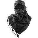 Luxns Military Shemagh Tactical Desert Scarf / 100% Cotton Keffiyeh Scarf Wrap for Men And Women, Black, One size
