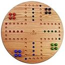 Marbles Board Game Solid Oak Wood 4 Player Hand Painted Holes (14 inch)