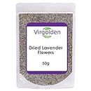 Dried Lavender Flowers 50g by Virgolden - Premium Quality, DIY Beauty, Edible, Lavender Flowers for Tea, Baking, Wedding Decoration Fragrance, Confetti, Potpourri