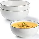 Hesen 60 oz Large Soup Bowl, Pho Bowls, Large Ramen Bowl Set of 3, 8 in Off White Porcelain Big Bowls…
