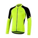 BERGRISAR Men's Basic Cycling Jerseys Long Sleeves Bike Bicycle Shirt Zipper Pockets BG012 Yellow Size Large