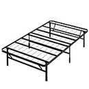 Zinus Smartbase Single Bed Base Frame Foldable Premium Metal Heavy Duty Steel - Folding Bed Platform Mattress Foundation with Under Bed Storage, Black