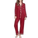 Cardigan Clip Womens Silk Like Pajamas Long Sleeve Set Two Piece Sleepwear Button Down Nightwear Loungewear Sets White Cardigan (C, XXXXL)