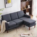 3 Seat Convertible Sectional Sofa Set with Chaise Couch Living Room Furniture