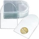 100 Packs Single Pocket Coin Flips Individual Coin Clear Plastic Sleeves Holders 2 Inch Coin Holder Small Coin Sleeves Coin Collecting Supplies for Coins Jewelry and Small Items Collection Storage