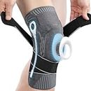 Achiou Knee Compression Sleeve for Knee Pain, Adjustable Knee Brace with Side Stabilizers & Patella Gel Pad, Knee Support Pad with Straps for Meniscus Tear, Running, Working Out, Men Women