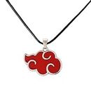 SoulAbiti Naruto shipuden Akatsuki red cloud glossy pendant necklace (3.5 cm wide x 2.3 cm long, with extender chain) Ideal gift for anime fans - Multicolor